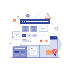 Digital user interface design and web development concepts isolated on white background