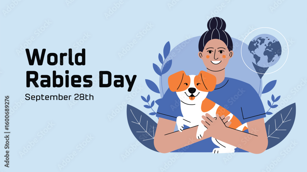 World Rabies Day Awareness Poster Illustration with Dog, Vaccine ...
