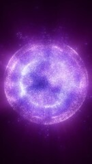 Wall Mural - Sparkling purple cosmic sphere with shimmering particles radiating outward, representing a luminous celestial object in space