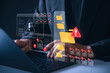 © IDOL'foto - Cybersecurity file breach concept. Digital document and folder warning alert with error. malware attack, data corruption, and information loss through system vulnerability.