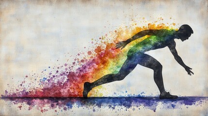 Wall Mural - dynamic human silhouette in colorful abstract art illustration