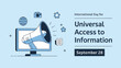 ©  Aesthetic Design - Vector Illustration of Universal Access to Information Day with People, Technology, and Global Connection Symbols