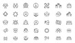 © Vintage Studio - Vector line icon set of diversity and inclusion: thin linear pictograms of equality, unity, multicultural collaboration, interconnected hands, peace, raised fists illustration, community