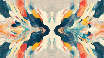 Wall Mural - The painting is a colorful abstract piece with a lot of blue and yellow. It looks like a fire with a lot of smoke and flames