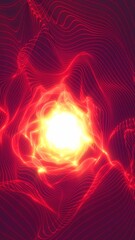 Wall Mural - dynamic abstract background featuring glowing red energy waves radiating from a luminous center, sug