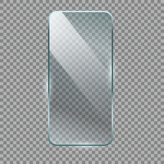 3D smartphone shaped frosted glass UI element representing mobile screen layout app interface or modern transparent display panel on transparent background

