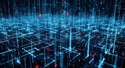 Abstract blue digital network background with glowing lines and connections