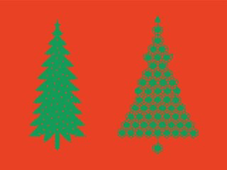 Wall Mural - Minimalist Christmas Tree Design with Dots and Geometric Shapes