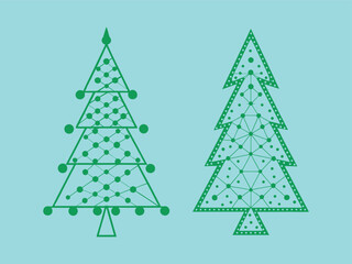 Wall Mural - Minimalist Christmas Tree Design with Dots and Geometric Shapes