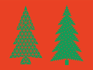 Wall Mural - Minimalist Christmas Tree Design with Dots and Geometric Shapes
