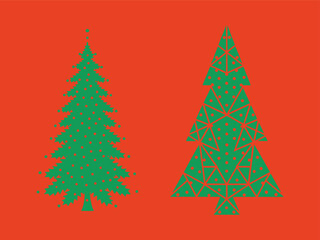 Wall Mural - Minimalist Christmas Tree Design with Dots and Geometric Shapes