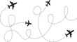 © SHAMIM - Black airplanes flying on dashed lines flight travel