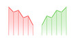 © Hasan_Sumon - Red downward and green upward line graph charts representing data trend analysis, loss and growth, financial performance, and market direction