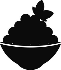 Wall Mural - Stylized Silhouette of a Fruit Bowl with Grapes and Leafy Decoration A Simple and Elegant Design for Food Related Content