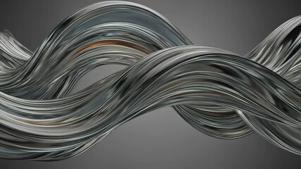 Abstract Metallic Swirling Forms Against Gray Background with Reflective Surfaces