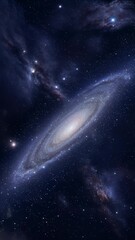 Wall Mural - Stunning galaxy spiral with bright core and swirling arms, surrounded by twinkling stars and cosmic clouds, showcasing the beauty of the universe in deep space