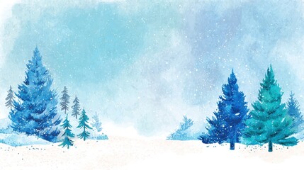 Wall Mural - Winter background vector. Hand painted watercolor drawing for Christmas. and Happy New Year season. Background design for invitation, cards, social post, ad, cover, sale banner and invitation., no lo