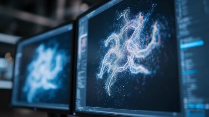 Wall Mural - multiple computer screens showcasing complex data analysis with innovative software. visualizing con