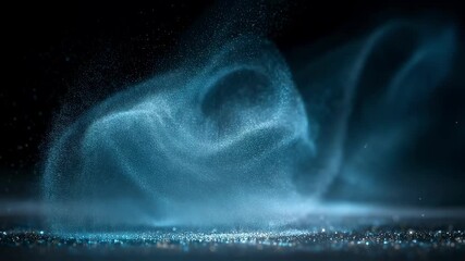 Wall Mural - abstract blue particles are flowing and forming a wave, representing innovation, technology, and cre