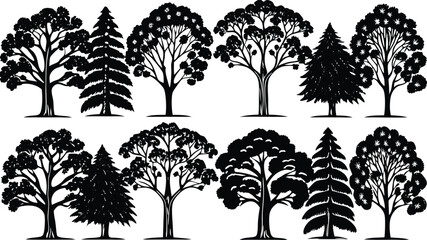 silhouette tree set