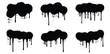 © Jannat - Vector art of a collection of six black spray paint drips and splatters isolated on a white background
