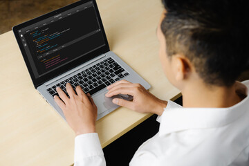 Wall Mural - software development programming on computer screen for modish application and program coding