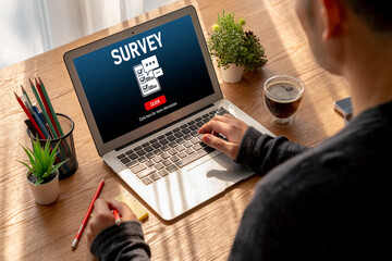 Wall Mural - online survey form for modish digital information collection on the internet network