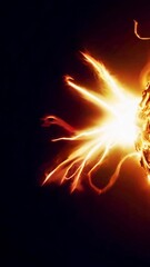 Wall Mural - dynamic close-up video of fiery tendrils radiating from a central point, captured from a low angle, 