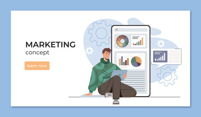 Marketing strategy concept scene.. Vector illustration