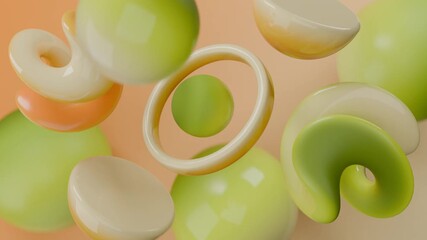 Abstract 3D Abstract pastel colored 3d shapes floating. Gradient abstract 3D seamless loop - motion background for creative video project.