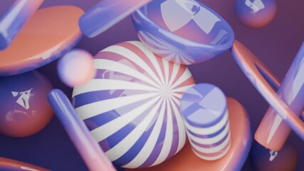 Abstract 3D Colorful abstract 3d rendering of geometric shapes. Gradient abstract 3D seamless loop - motion background for creative video project.