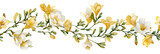 Seamless butter yellow freesia vines in delicate watercolour style