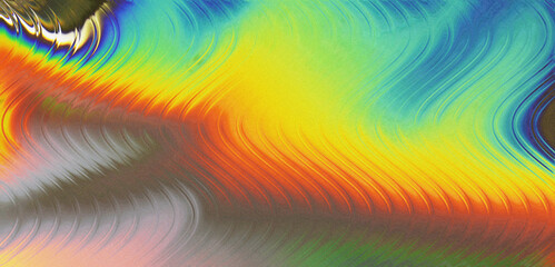 Wall Mural - iridescent pearlescent rainbow hues abstract blurred grainy neon gradient background texture. digita
