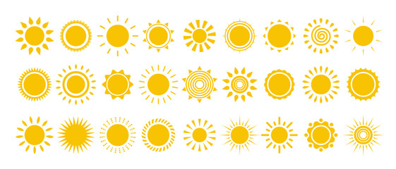 Wall Mural - Vector set of sun icons. Sun symbol collection. Summer concept