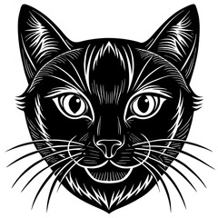 Naklejka na meble Vector art of a striking black and white illustration of a cats face isolated on white background
