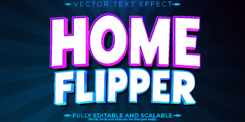 Wall Mural - home editable text effect, editable house and game text style