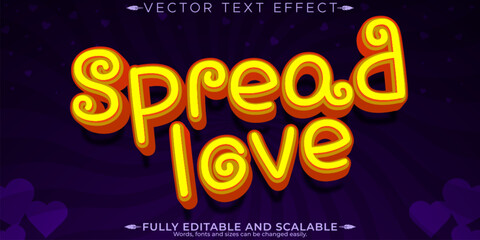 Wall Mural - love editable text effect, editable cartoon and cute text style