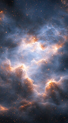 Wall Mural - A stunning cosmic scene showing vibrant nebula clouds and sparkling stars scattered across deep space.