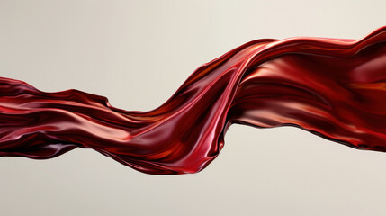 Wall Mural - silky crimson fabric flows gracefully, creating elegant wave that captures light beautifully. smooth