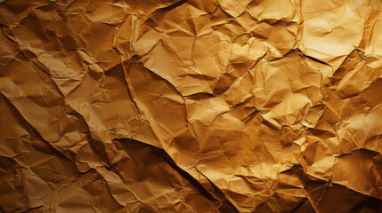 Wall Mural - crumpled gold paper texture with bright highlights creates visually striking background. intricate f
