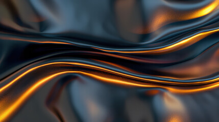Wall Mural - sleek dark fabric with smooth, flowing curves and glowing edges creates captivating visual effect, e