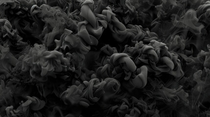 Wall Mural - dense smoke texture background in high contrast black, creating abstract and mysterious atmosphere. 