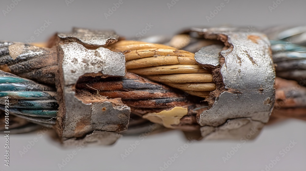 Damaged electric cable with exposed wiring inspection safety protocols ...
