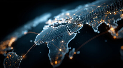 Wall Mural - global network map: a stunning illustration of the world, interconnected by glowing lines of digital