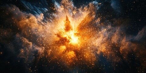 Wall Mural - A breathtaking explosion of stardust and nebula-like colors expanding in deep space