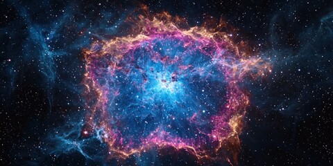 Wall Mural - A cosmic explosion resembling a living, breathing star at the center of the universe