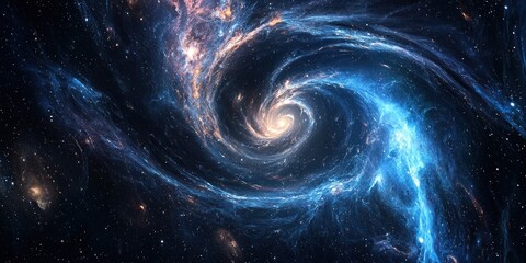 Wall Mural - A cosmic horizon where swirling galaxies blend seamlessly into abstract patterns