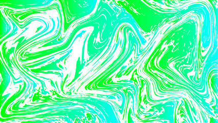 Canvas Print - abstract vivid fluid art background with swirling marbled patterns in electric green, cyan, and whit
