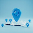 © Kowshar habib - Blue Map Location Pointers and Open Map on Blue Background