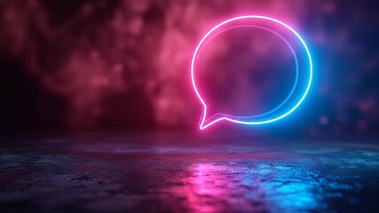Wall Mural - neon speech bubble with dark background.